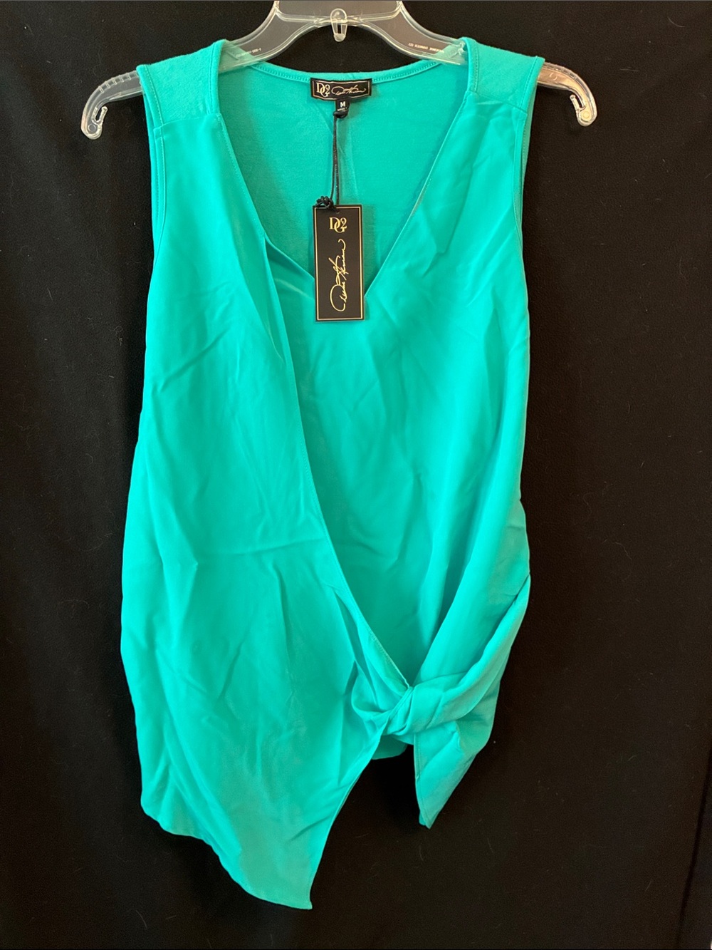 DG2 by Diane Gilman Teal Knot-Front Sleeveless Wrap Camisole